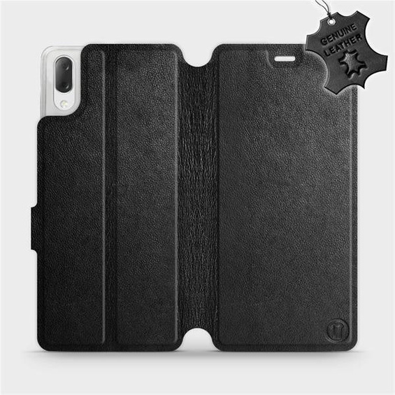 Etui ze skóry naturalnej do Sony Xperia L3 - wzór Black Leather