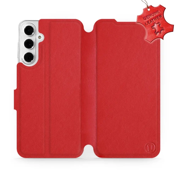 Etui ze skóry naturalnej do Samsung Galaxy A16 5G - wzór Red Leather