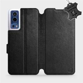 Etui ze skóry naturalnej do Vivo Y52 5G - wzór Black Leather