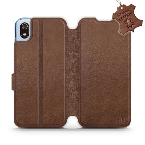 Etui ze skóry naturalnej do Xiaomi Redmi 7A - wzór Brown Leather