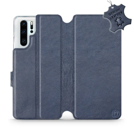 Etui ze skóry naturalnej do Huawei P30 Pro - wzór Blue Leather