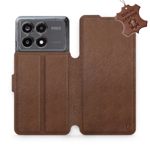 Etui ze skóry naturalnej do Xiaomi POCO X6 Pro - wzór Brown Leather