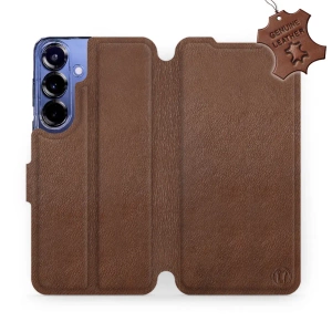 Etui ze skóry naturalnej do Samsung Galaxy S25 Plus - wzór Brown Leather