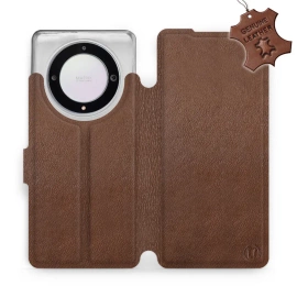 Etui ze skóry naturalnej do Huawei Honor Magic5 Lite 5G - wzór Brown Leather