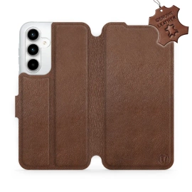 Etui ze skóry naturalnej do Samsung Galaxy A35 5G - wzór Brown Leather