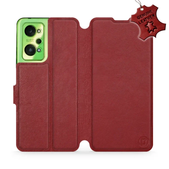 Etui ze skóry naturalnej do Realme GT Neo 2 - wzór Dark Red Leather
