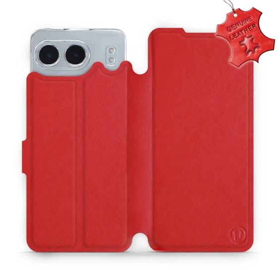 Etui ze skóry naturalnej do OnePlus Nord 4 5G - wzór Red Leather