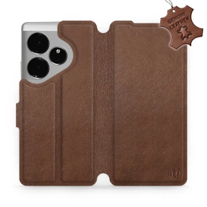Etui ze skóry naturalnej do Realme GT 6 - wzór Brown Leather