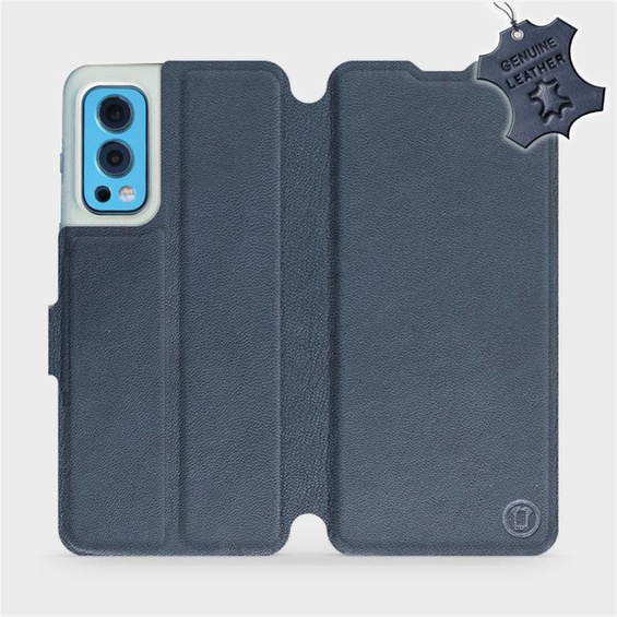 Etui ze skóry naturalnej do OnePlus Nord 2 5G - wzór Blue Leather