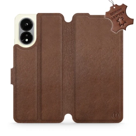 Etui ze skóry naturalnej do OPPO A38 - wzór Brown Leather