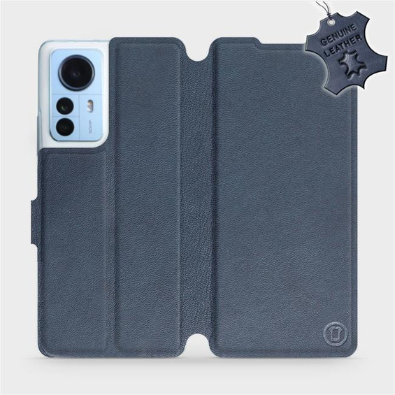 Etui ze skóry naturalnej do Xiaomi 12 Pro - wzór Blue Leather