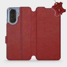 Etui ze skóry naturalnej do Huawei Nova Y70 - wzór Dark Red Leather