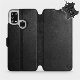 Etui ze skóry naturalnej do Samsung Galaxy M31 - wzór Black Leather