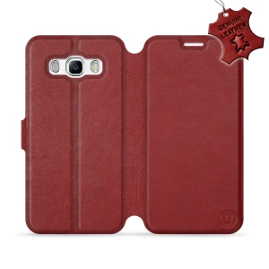 Etui ze skóry naturalnej do Samsung Galaxy J5 2016 - wzór Dark Red Leather