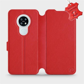 Etui ze skóry naturalnej do Nokia 6.2 - wzór Red Leather