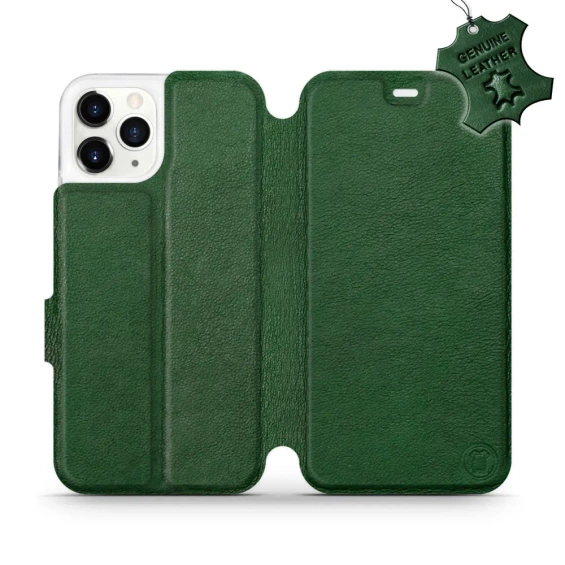 Etui ze skóry naturalnej do Apple iPhone 11 Pro - wzór Green Leather