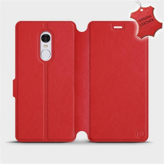 Etui ze skóry naturalnej do Xiaomi Redmi Note 4 - wzór Red Leather