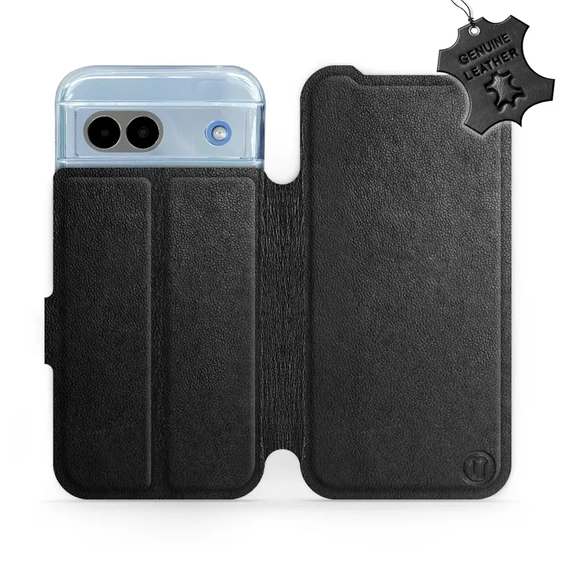 Etui ze skóry naturalnej do Google Pixel 8A - wzór Black Leather