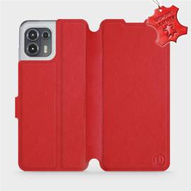 Etui ze skóry naturalnej do Motorola Edge 20 Lite - wzór Red Leather