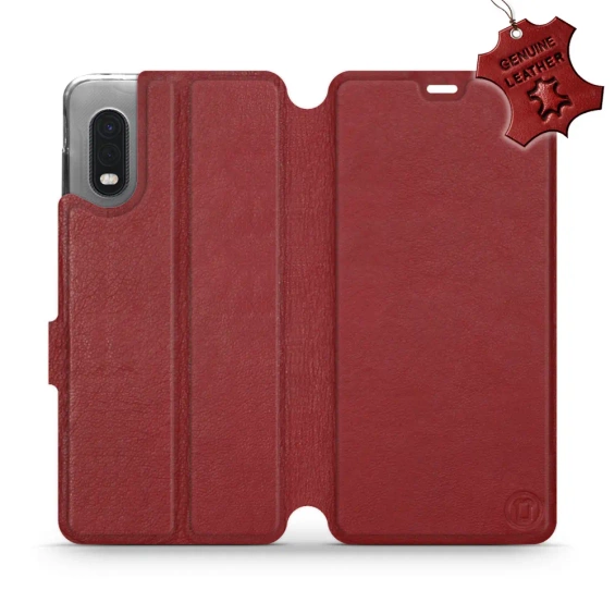 Etui ze skóry naturalnej do Samsung Galaxy Xcover PRO - wzór Dark Red Leather