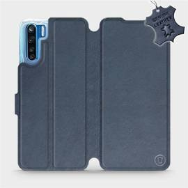 Etui ze skóry naturalnej do OPPO A91 - wzór Blue Leather