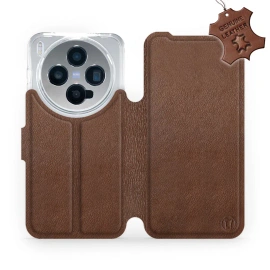 Etui ze skóry naturalnej do Vivo X300 - wzór Brown Leather