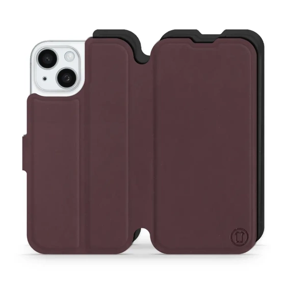 Etui Soft Touch do Apple iPhone 15 - wzór Matowy burgund z czernią