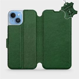 Etui ze skóry naturalnej do Apple iPhone 14 - wzór Green Leather