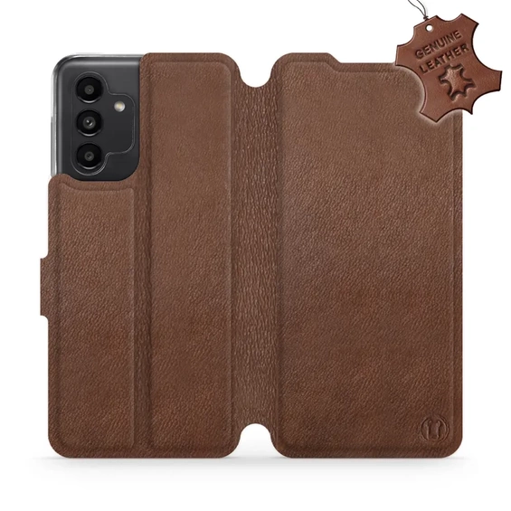 Etui ze skóry naturalnej do Samsung Galaxy A13 5G - wzór Brown Leather