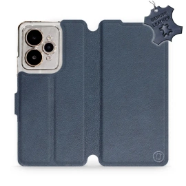 Etui ze skóry naturalnej do Realme 15 5G - wzór Blue Leather
