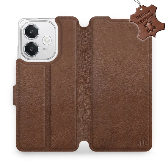 Etui ze skóry naturalnej do OPPO A60 5G - wzór Brown Leather