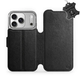 Etui ze skóry naturalnej do Apple iPhone 17 Pro - wzór Black Leather