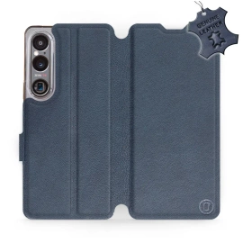 Etui ze skóry naturalnej do Sony Xperia 1 VI - wzór Blue Leather