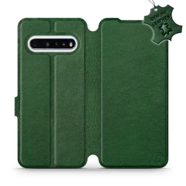 Etui ze skóry naturalnej do LG V60 ThinQ 5G - wzór Green Leather
