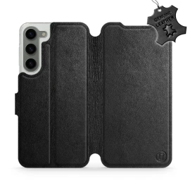 Etui ze skóry naturalnej do Samsung Galaxy S23 Plus - wzór Black Leather