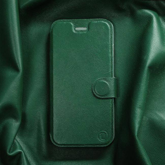 Etui ze skóry naturalnej do Apple iPhone 12 - wzór Green Leather