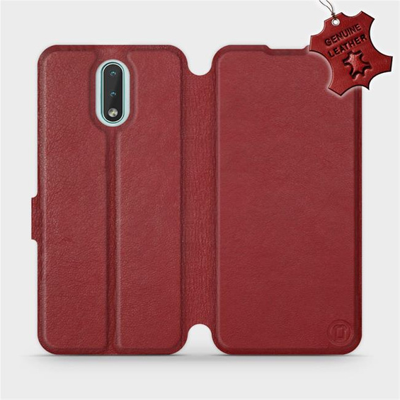 Etui ze skóry naturalnej do Nokia 2.3 - wzór Dark Red Leather