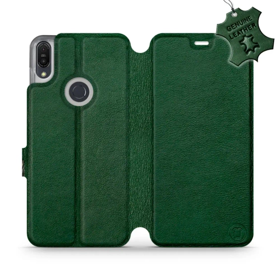 Etui ze skóry naturalnej do Asus Zenfone Max Pro M1 ZB602KL - wzór Green Leather