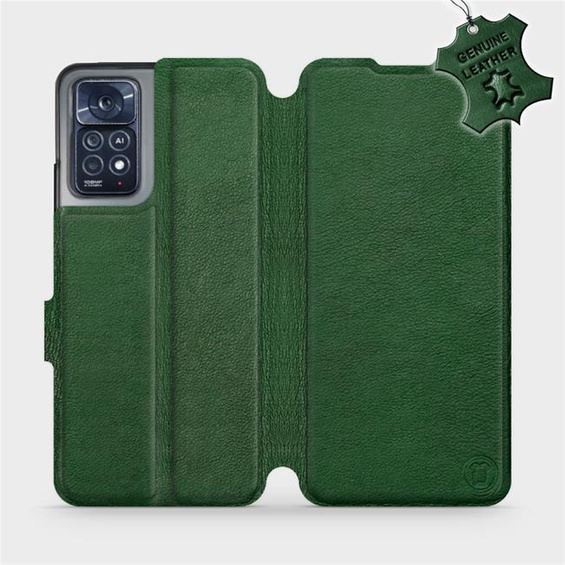 Etui ze skóry naturalnej do Xiaomi Redmi Note 11 Pro 5G - wzór Green Leather