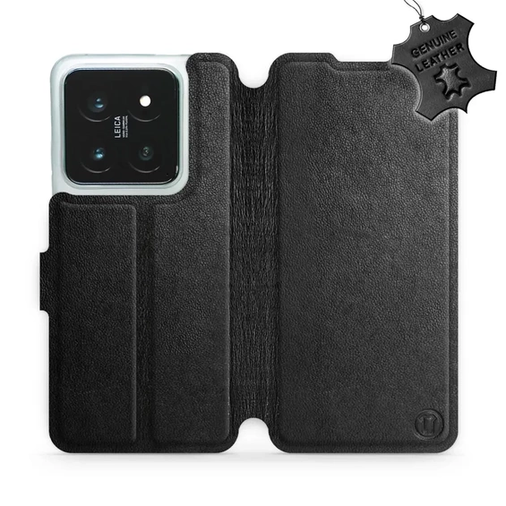 Etui ze skóry naturalnej do Xiaomi 14 Pro - wzór Black Leather