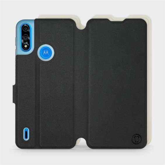 Etui Soft Touch do Motorola Moto E7 Power - wzór Satynowa czerń z platyną