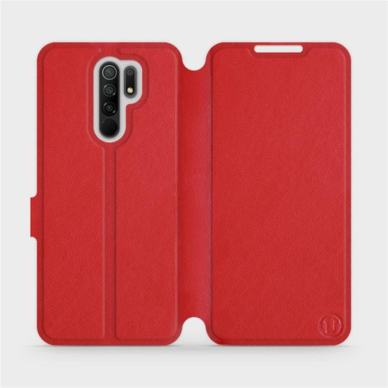 Etui ze skóry naturalnej do Xiaomi Redmi 9 - wzór Red Leather