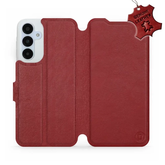Etui ze skóry naturalnej do Samsung Galaxy A25 5G - wzór Dark Red Leather