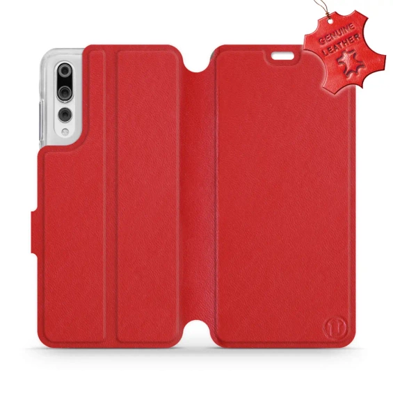 Etui ze skóry naturalnej do Huawei P20 Pro - wzór Red Leather