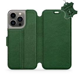 Etui ze skóry naturalnej do Apple iPhone 13 Pro - wzór Green Leather
