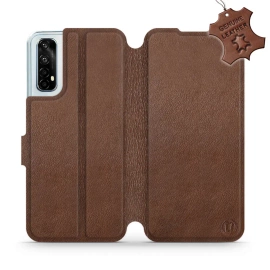 Etui ze skóry naturalnej do Realme 7 - wzór Brown Leather