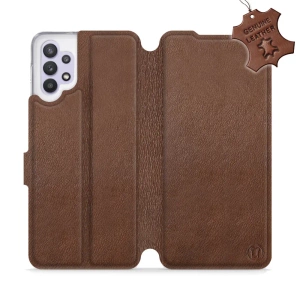 Etui ze skóry naturalnej do Samsung Galaxy M32 5G - wzór Brown Leather