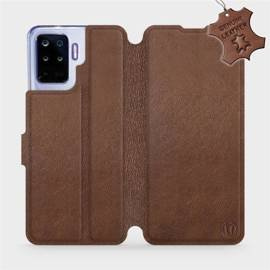 Etui ze skóry naturalnej do OPPO Reno 5 Lite - wzór Brown Leather