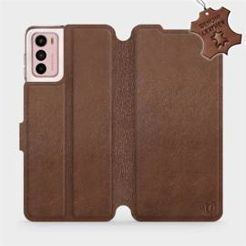 Etui ze skóry naturalnej do Motorola Moto G42 - wzór Brown Leather