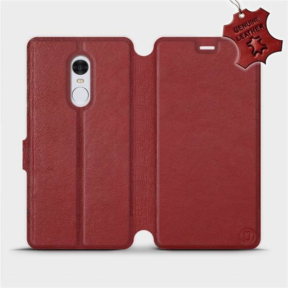 Etui ze skóry naturalnej do Xiaomi Redmi Note 4 - wzór Dark Red Leather